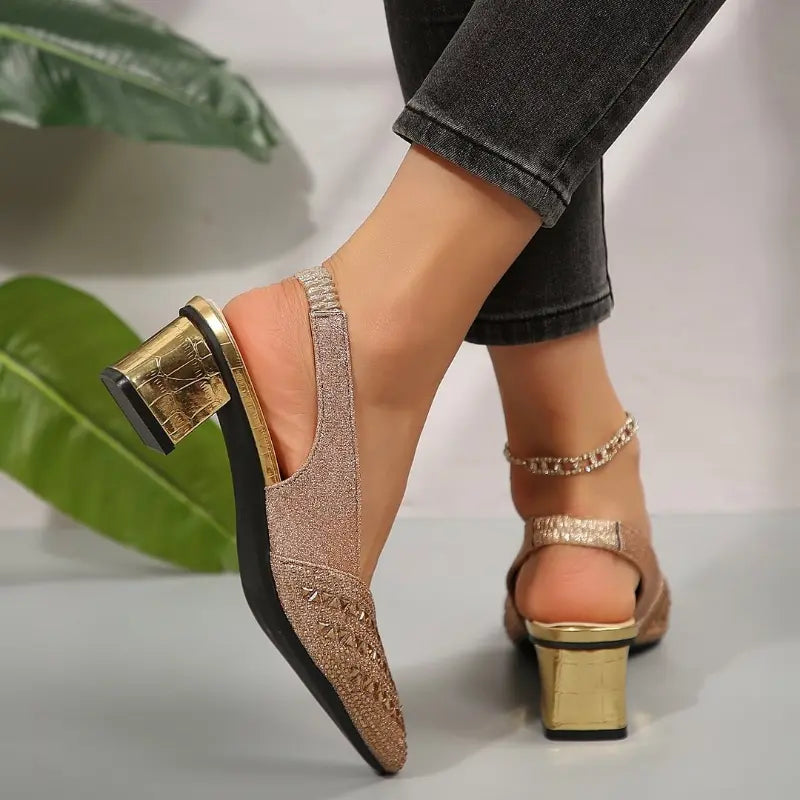 Sandales À Talon Strass Femme